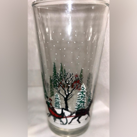 5 Winter Scene.. Holiday highballs. Vintage, KIG Indonesia. 6” tall 3” wide. - Picture 8 of 12